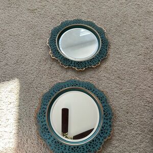 Elegant Teal and Gold Wall Mirrors